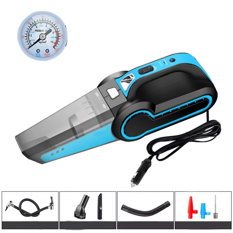 

4 in 1 Portable Car Vacuum Cleaner Handheld with Air Compressor LED Light 120W Wet & Dry Vacuum Cleaner Vacuum Cleaner