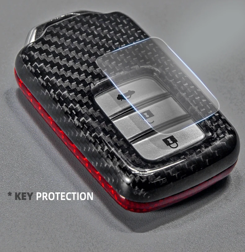 

Suitable for Real Carbon Fiber Car Key Case FOB Key Chain Remote Protection Set Honda Accord Civic Fit Jazz CRV HRV Vezel City