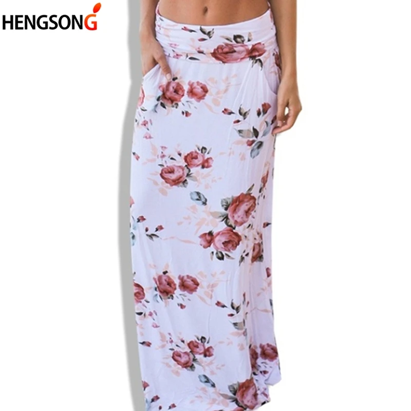 Женская Длинная пляжная юбка с карманами Повседневная Макси-юбка цветочным