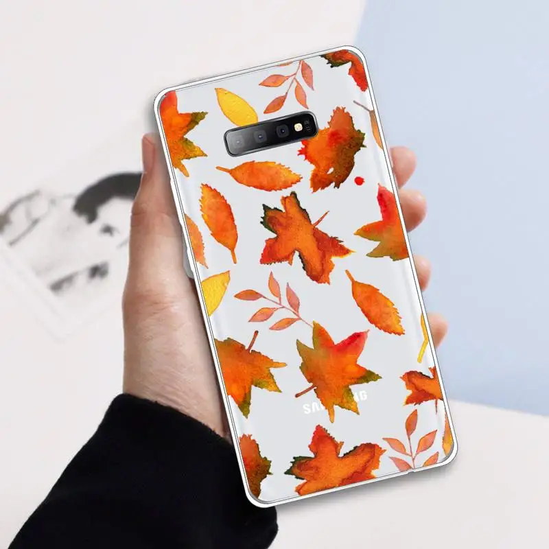 

Pumpkin happy Fallen leaves fall Phone Case Transparent For Samsung Galaxy A 71 21s S note 8 9 10 plus 20 ultra