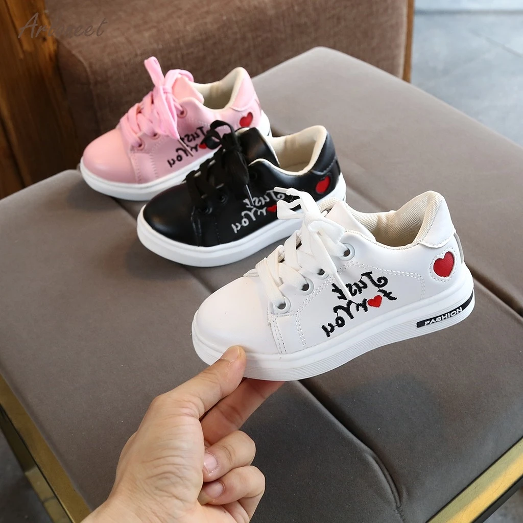 

ARLONEET 2019 Autumn Children Infant Kids Shoes Letter Herat Flat Lace-Up Casual Running Shoes Baby Casual Sport Run Shoes