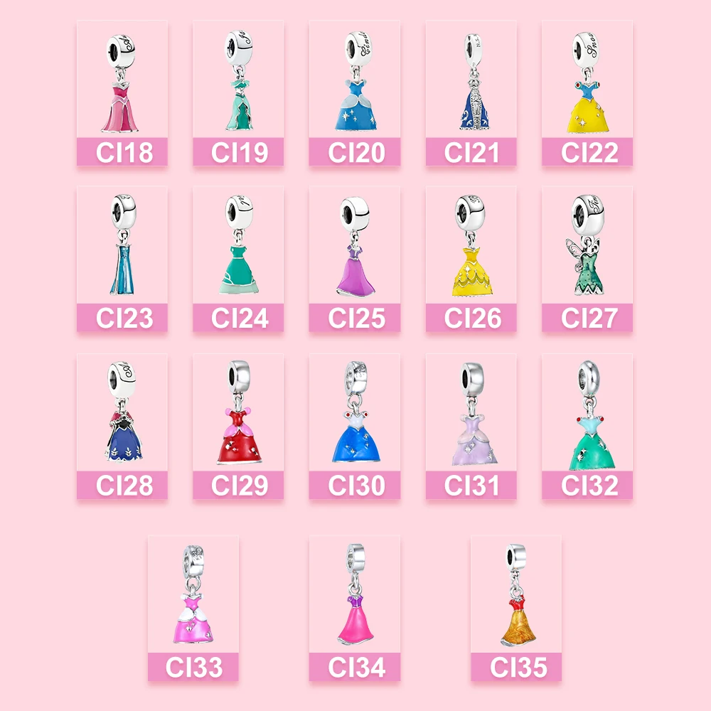 

Silver 925 Charm princess dress jewelry Pendant communication acquisition code Fit Original Pandora bracelet for women gift