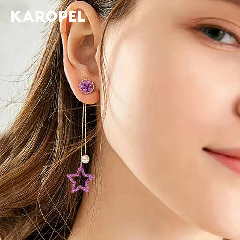 

Женские длинные серьги с пятиконечной звездой, серебро 925 пробы