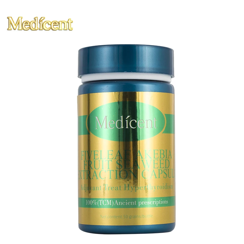 

Medicent Fiveleaf Akebia Fruit Seaweed Extraction Capsule, Adjuvant Treat Hyperthyroidism, Cure Fidgety and Night sweat, 50pcs.