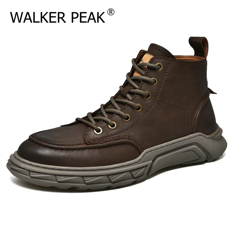 

Mens Genuine Leather Casual Shoes Male New Fashion Lace-up Footwear Comfy Outdoor Walk Men Shoes 2021 Brand Office Shoes for Man