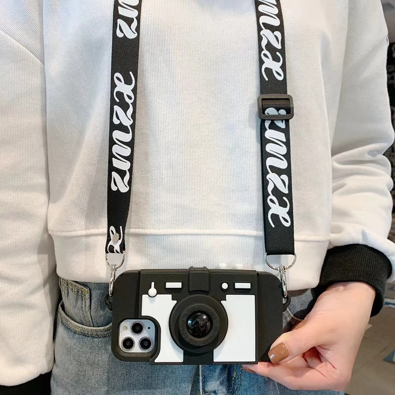 3D Ретро кошелек-камера Чехол-подставка для телефона для iPhone 11 pro Max XS MAX XR 7 8 plus 6 X Мягкая силиконовая задняя крышка с st