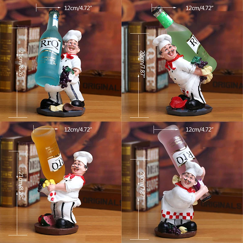 

Creative Chef Resin Red Wine Rack Handicraft Western Restaurant Home Decoration Accessories Kitchen Wine Cabinet Window Display