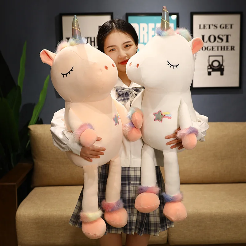 

90/110CM Lovely Sitting Unicorn Plush Toy Stuffed Soft Cartoon Unicorn Pillow Doll For Baby Girls Kawaii Birthday Present