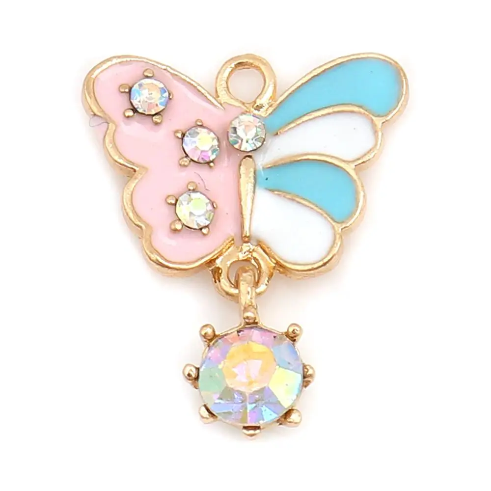 Doreen Box цинковый сплав амулеты Бабочка животные разноцветные эмалированные