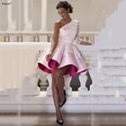 Очаровательные розовые платья для выпускного вечера 2021 Новое поступление элегантное короткое Кружевное Вечернее платье А-силуэта атласное платье для вечеринки