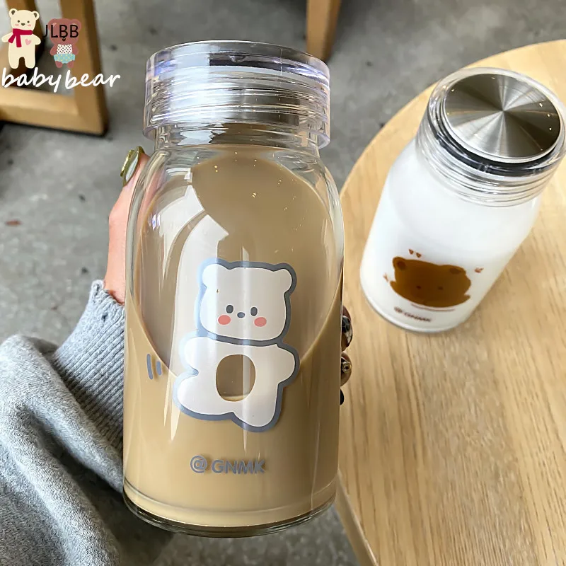 

Стеклянная утолщенная термостойкая чашка с изображением медведя из чистого Красного стекла в Корейском стиле для мужчин и женщин, студенто...