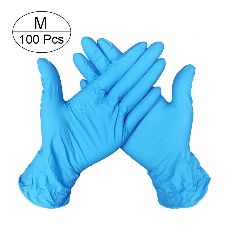 sky blue M 100 шт 3 цвета одноразовые латексные перчатки для мытья посуды/кухни/медицинских/рабочих/резиновых/садовых перчаток универсальные для левой и правой руки - Цвет: sky blue M