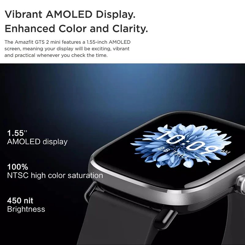 Умные мини-часы Amazfit GTS 2 GPS AMOLED дисплей 70 спортивных режимов мониторинг сна умные