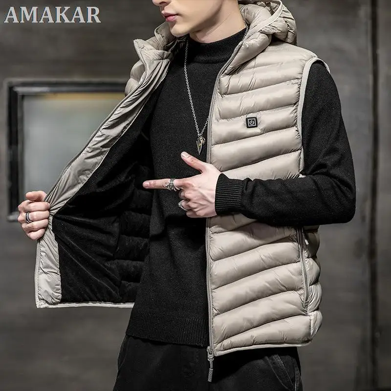

Winter Outdoor Heated jacket men USB Charging Heating Vest Washable Adjustable Thermal Waistcoat Hiking Camping plus size L~7XL
