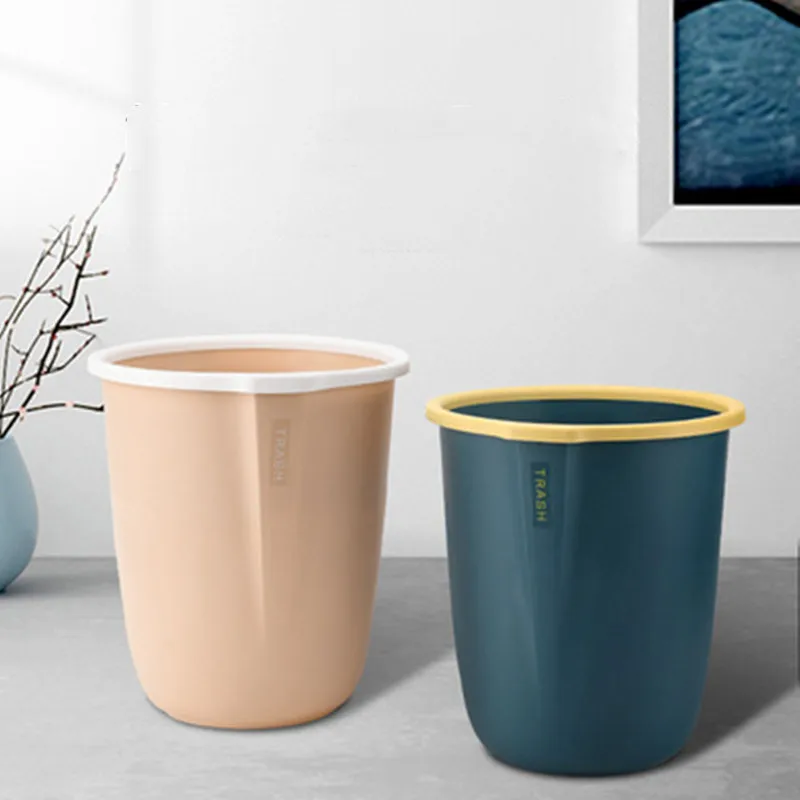 

Nordic wind pressure circle trash can household living room plastic bedroom bathroom home creative kitchen medium plastic basket