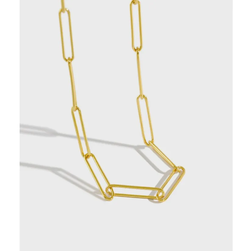

S925 Sterling Silver Choker Necklace Link Chain Female Necklace Silver Fashion Jewelry Ornament Women Accessories YH058