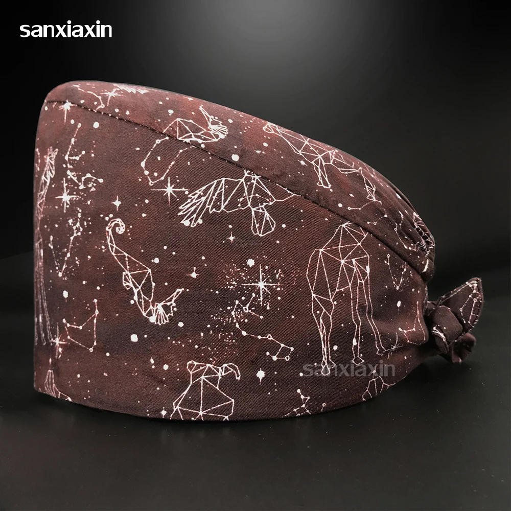 

Adjustable Multicolor clinical caps Hospital Clinic Pure Cotton Cute Printed Nursing Cap Men and Women Beauty Salon Scrub hats