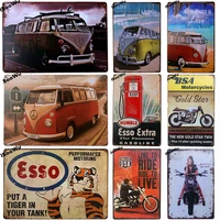 1 pc motorcycle poster vintage bus retro metal tin plaque signs plate pub bar garage home wall decor 20x30cm