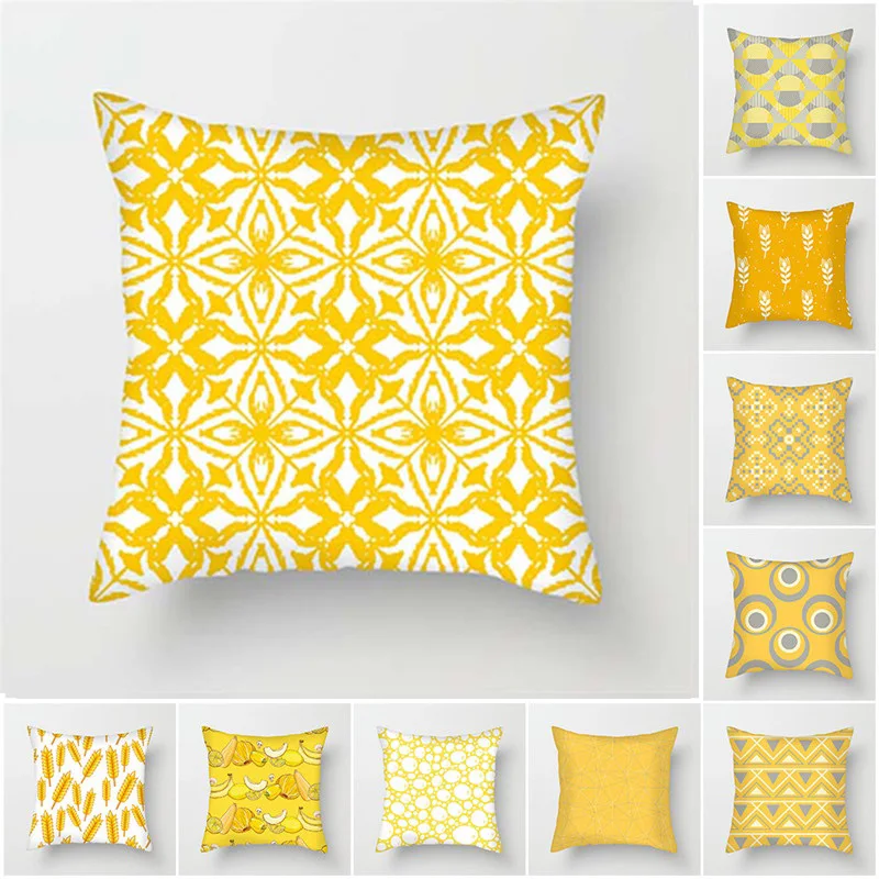 Желтый геометрический Чехол на подушку Fuwatacchi с банановыми пшеничными ушками и