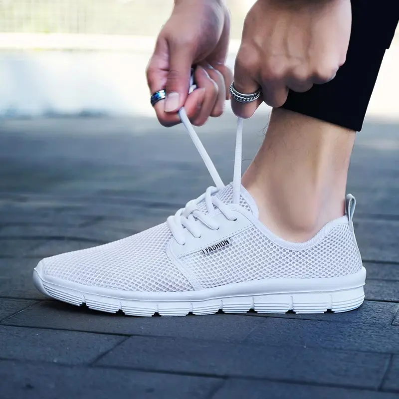 

Спортивная обувь большого размера, мужские кроссовки для бега, спортивные женские и мужские кроссовки, Мужская теннисная Легкая белая спор...