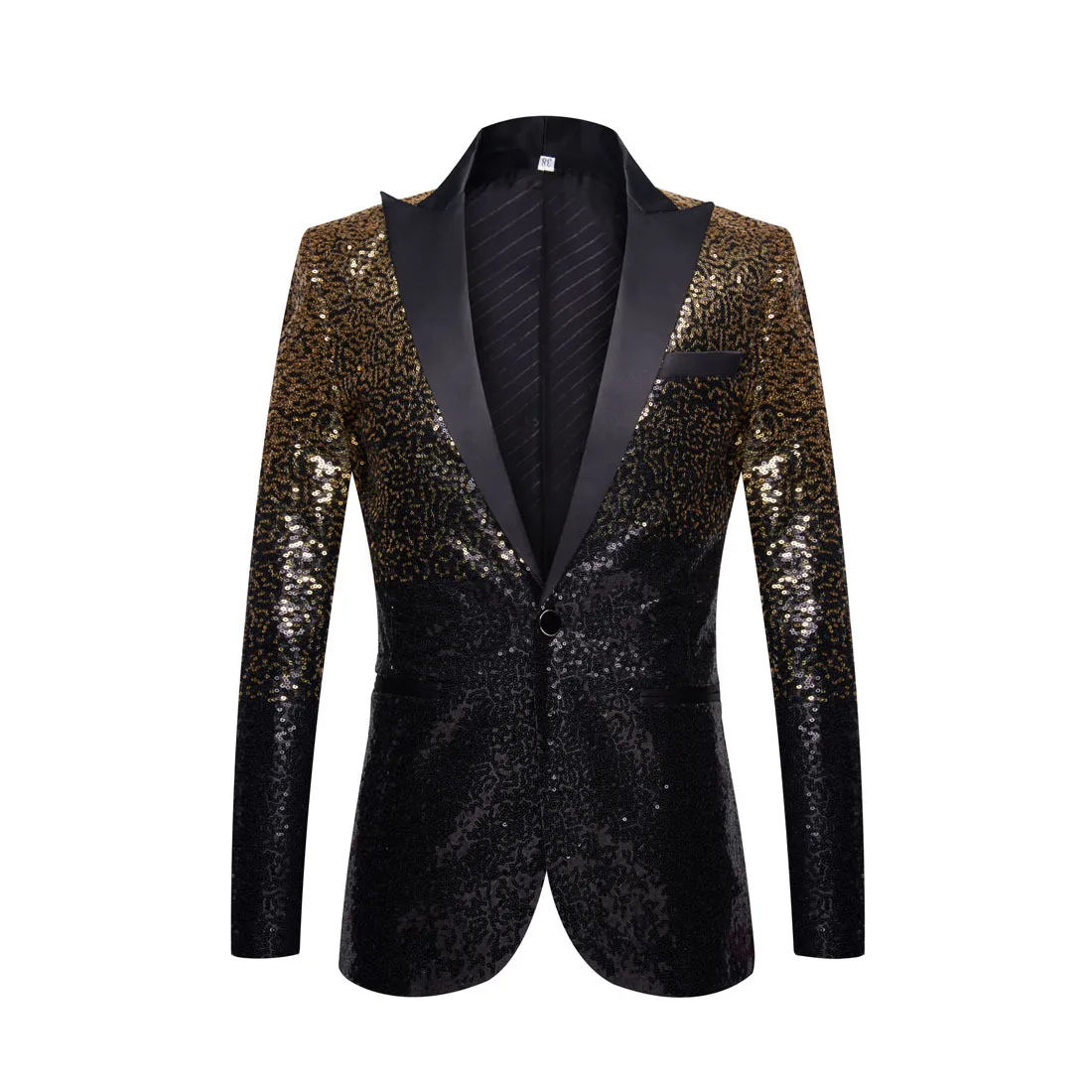 

Gradient Color Changing Mens Black Gold Sequin Suit Jacket Sequins Blazer for Men Party Wedding Banquet Nightclub Singers Blazer
