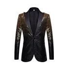 Градиентный цвет, меняющий мужской костюм с черными золотыми блестками, пиджак с блестками, блейзер для мужчин, вечеринка, свадебный банкет, блейзеры для певцов в ночном клубе