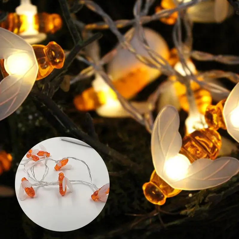 

Garden Decoration Honey Bee Shape Warm White String Lights Patio Tree Outdoor Lovely Bee Light String Creative Interesting