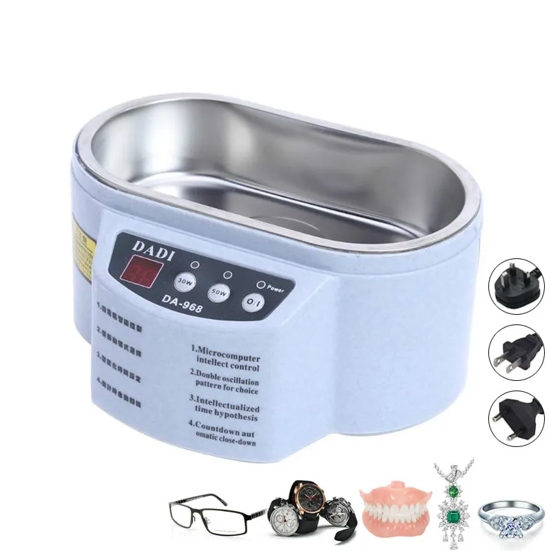 

Double Powers Ultrasonic Jewelry Cleaner Bath for Watches Contact Lens Glasses Denture Teeth Electric Makeup Brush Cleaner