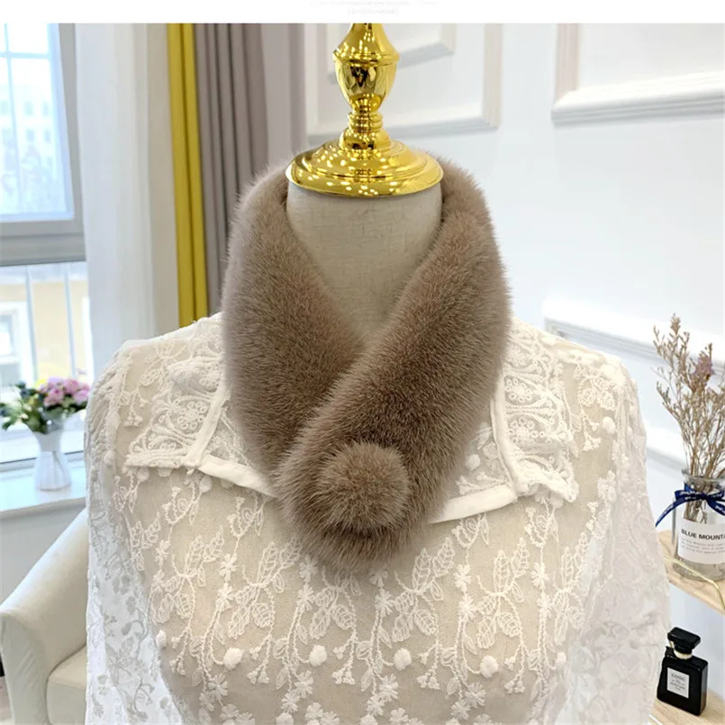 Воротник из натурального меха норки шарф для женщин Зимний теплый шейный платок