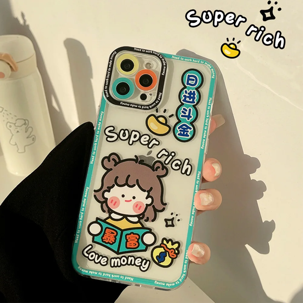 

Cute Japanese Anime Girl Phone Case For iPhone 13 12 11 Pro Max Funda X Xs Max Xr 7 8 Puls Case Shockproof Soft TPU Cover