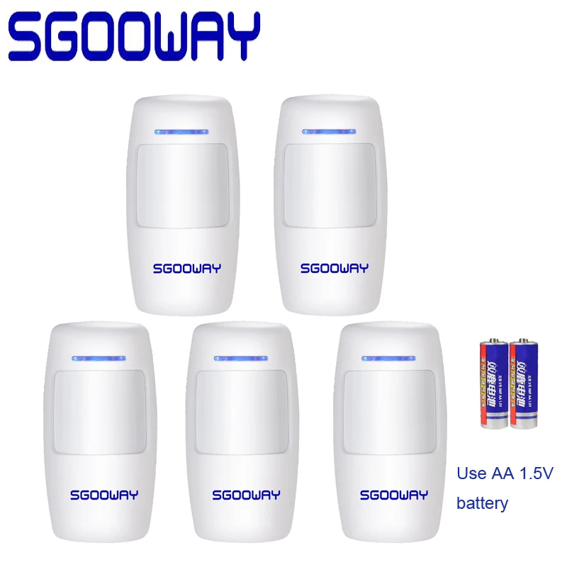 5 PCS PIR detector Sgooway беспроводной пассивный инфракрасный датчик движения PIR сенсор для 433 МГц WIFI GSM PSTN домашняя охранная сигнализация - Цвет: 5 PCS PIR detector
