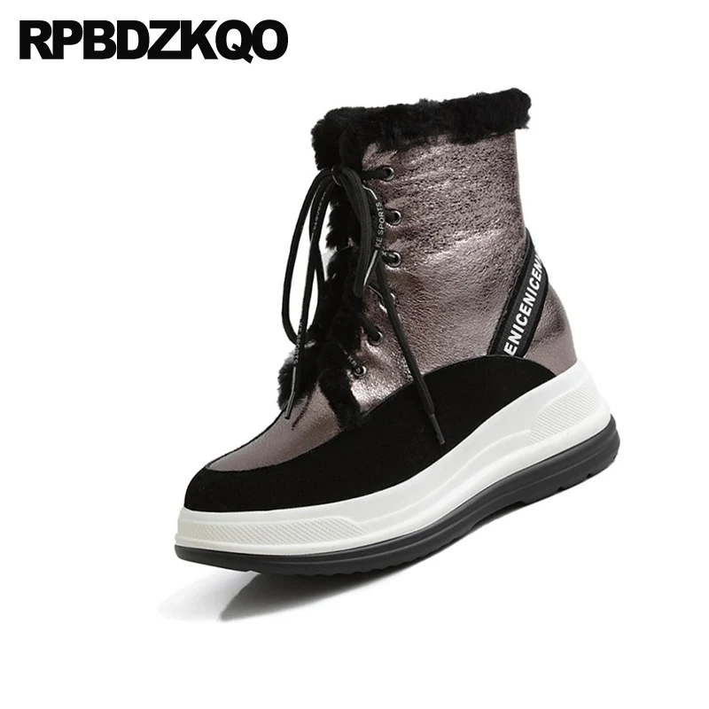 Женские ботильоны большого размера на плоской подошве плюшевые повседневные