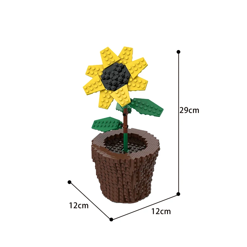 

MOC Plant Sunflower Flower Pot Building Block Bricks Sets Design Model City Toys For Children's DIYEducation Girls 631PCS