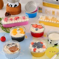 25pcs high quality aluminum foil cake dessert tiramisu cup wedding birthday party baking pudding cups packaging box with lid
