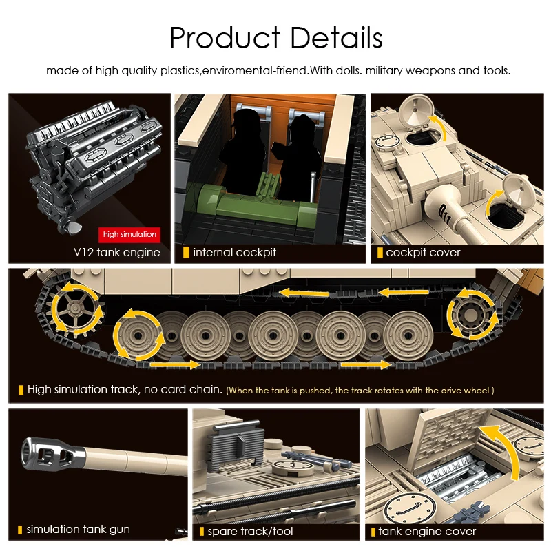 Gulo gulo 978 шт. Король тигр тяжелый танк строительные блоки набор военных кирпичей
