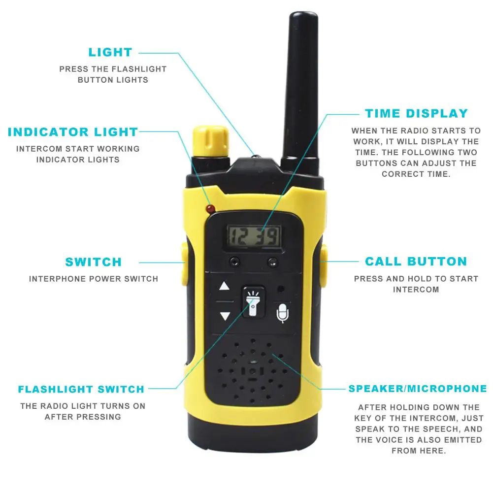 2pcs Intelligent Walkie Talkies With LCD Display Flashlight Clear Sound Waterproof Parent-child Interaction Kid Pretend Toy