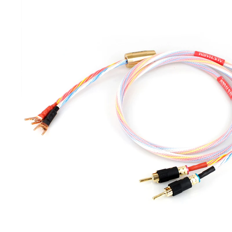 Одна пара Hi-Fi посеребренный кабель для динамиков Hi-end 4N OFC провод систем Y-образный