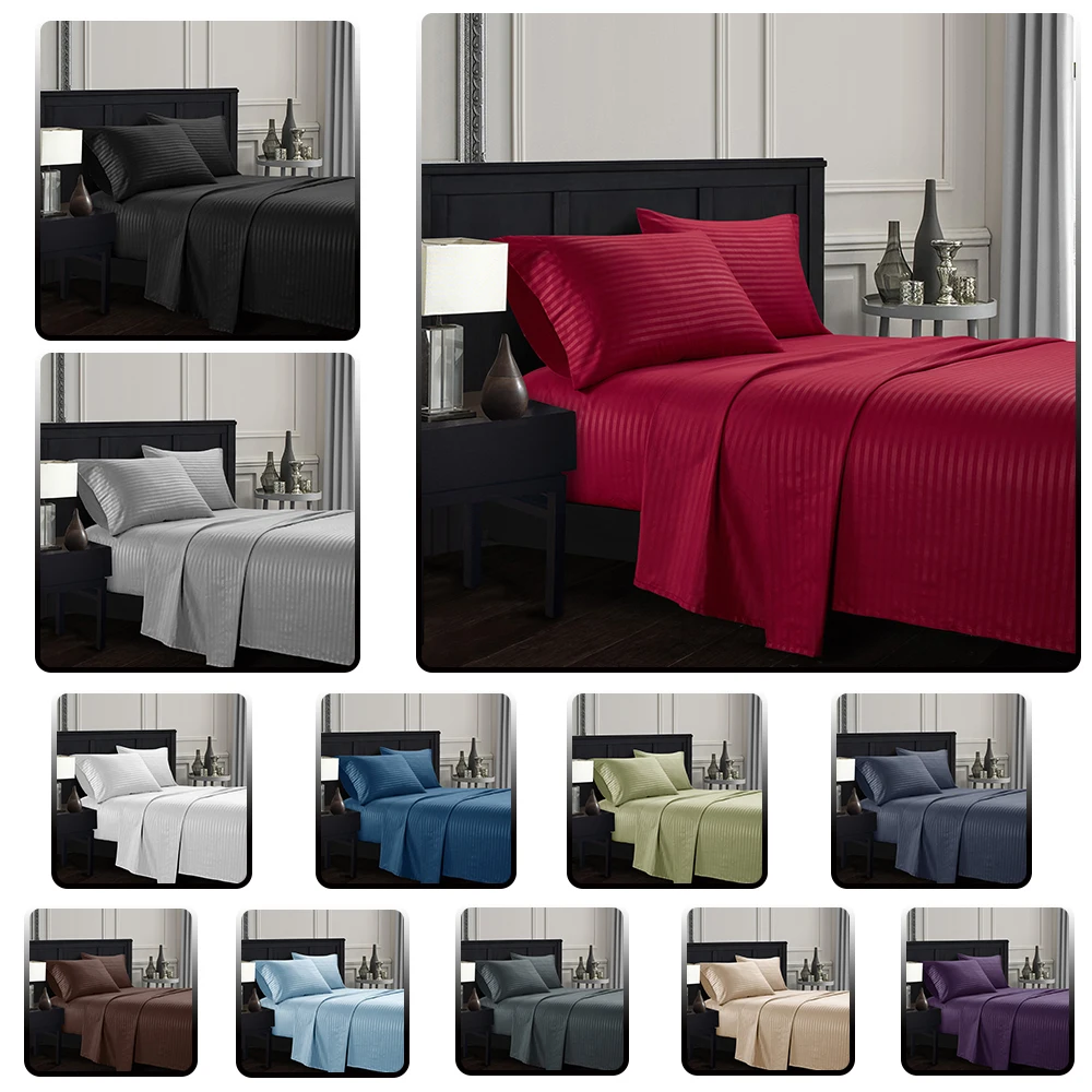 

Простыня с атласными полосками, Комплект постельного белья, простыня, натяжная простыня, наволочка, двойной/Полный/Королевский/большой раз...