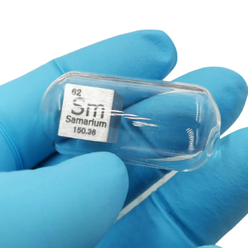 Стеклянный кубик плотности 10 мм для коллекции элементов Samarium Metal 99.9%