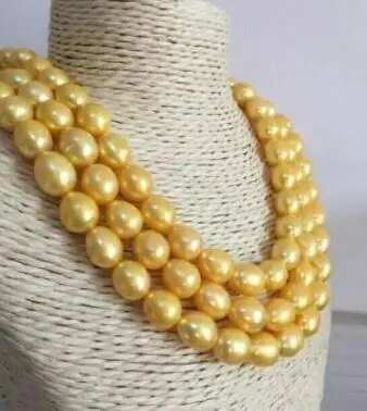 

HUGE NATURAL AAA 10-11MM SOUTH SEA GOLDEN PEARL NECKLACE 50 INCH