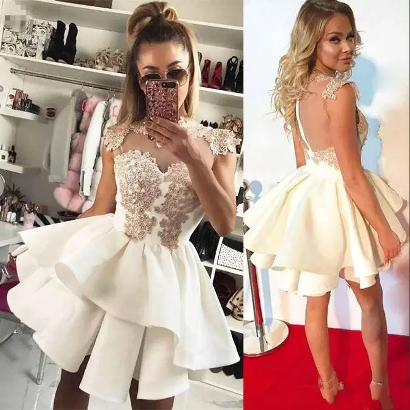 Скромное Белое Платье vestidos de graduacion атласная аппликация для выпускного платья арабское Дешевое короткое платье для выпускного вечера