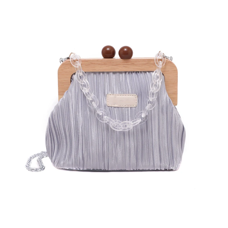 

Сумка через плечо, с деревянным зажимом, с цепочкой, акриловая цепочка, роскошные сумки, дизайнерские сумки, женский клатч, 2020