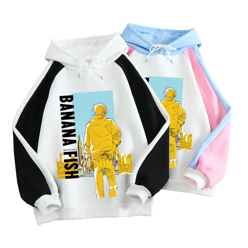 

Kpop Contrasting Loose Hoodie BANANA Kawaii Men/Women Winter Harajuku Wild Fashion Trend Gothic Sweatshirt Unisex Top