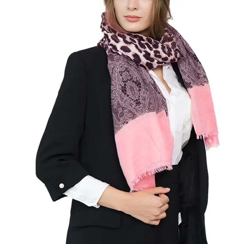 Женская однотонная Лоскутная накидка с леопардовым принтом оверсайз для