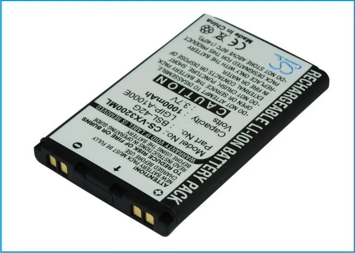 

CS 1000 мАч/3.70Wh батарея для LG AX245,MCJA0026701,MCJA0027401,MCJA0033802,SBPL0074301,SBPL0075701,SBPL0077801