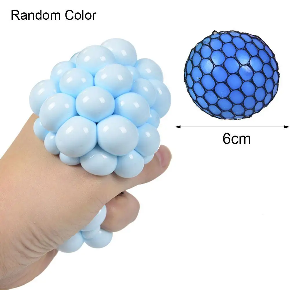 

1Pc 6 cm Mesh Ball Grape Squeeze Toy Stresses Reliever Squeeze ToysChild Adult Hand To Knead Novelty Sensory Fruity Play Toys Ra