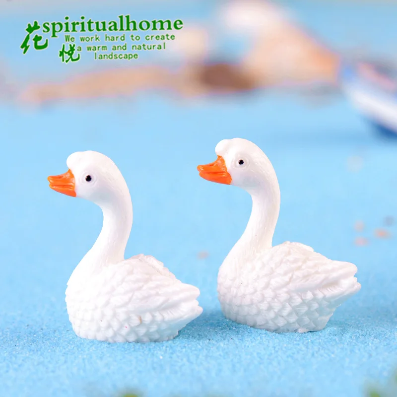 Мини Белый гусиный Лебедь Cygnus Cisne маленькая статуя украшения аксессуары