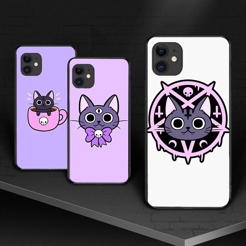

Funny Cute Kitten And Skull Soft Phone Case For Iphone 12 Mini SE 2020 11 Pro XS Max X XR Cover 6 6S 8 7 Plus 5 10 Cartoon Shell