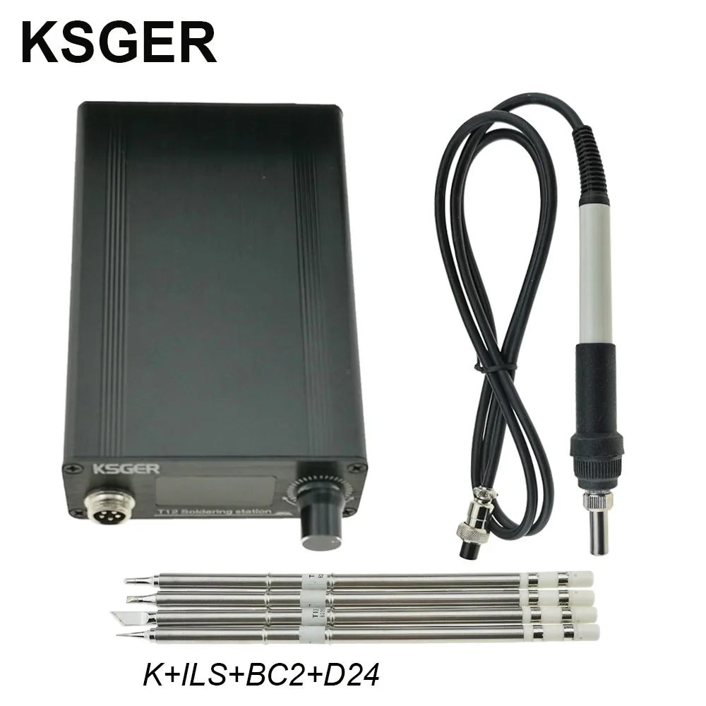 KSGER T12 паяльная станция AC/DC T12 железные наконечники STM32 OLED V2.0 Электрический контроллер алюминиевый сплав DIY наборы сварочные инструменты 907 - Цвет: Set 4