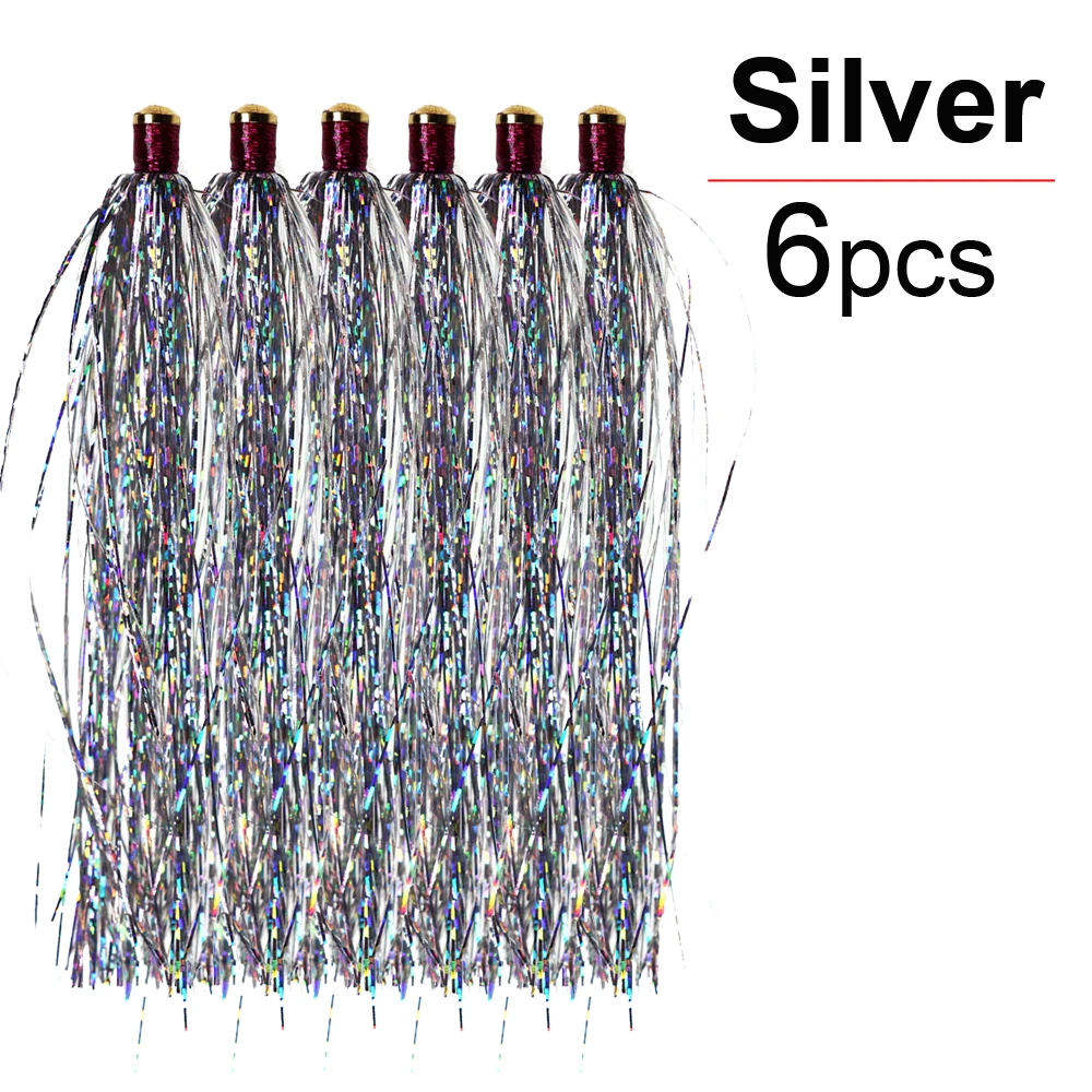 Silver-6pcs ICERIO 6 шт. латунная скользящая трубка стример Голографическая мишура мигалка Прорезыватель форель рыболовные приманки снасти - Цвет: Silver-6pcs